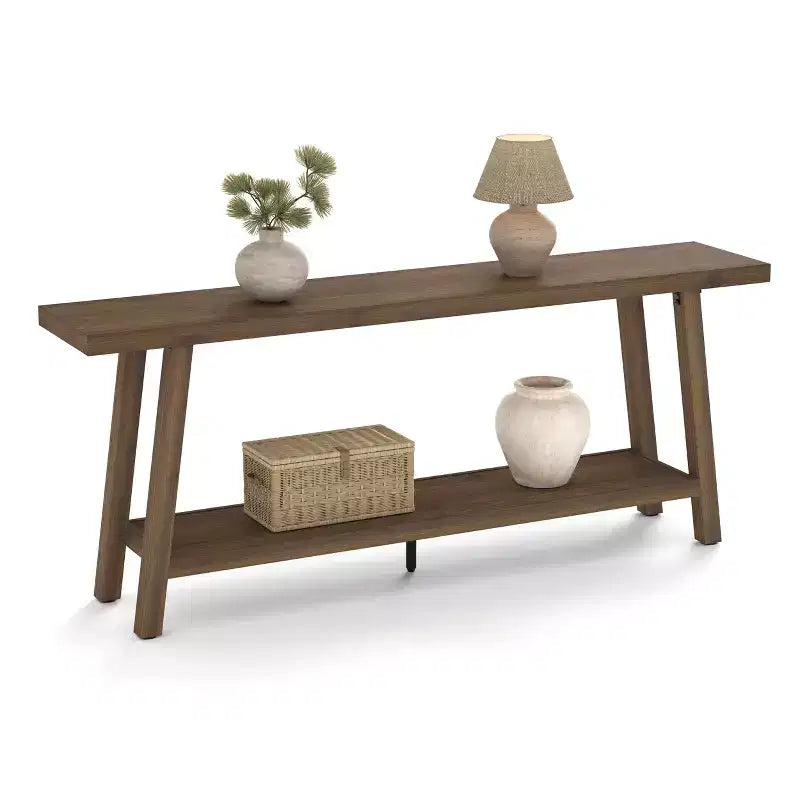 Extra Long Console Table for Living Room - Modern Brown Entryway Sofa Table - Sleek Rectangular Accent Furniture - Sturdy Design - 70.87 Inches
