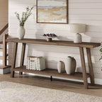 Extra Long Console Table for Living Room - Modern Brown Entryway Sofa Table - Sleek Rectangular Accent Furniture - Sturdy Design - 70.87 Inches
