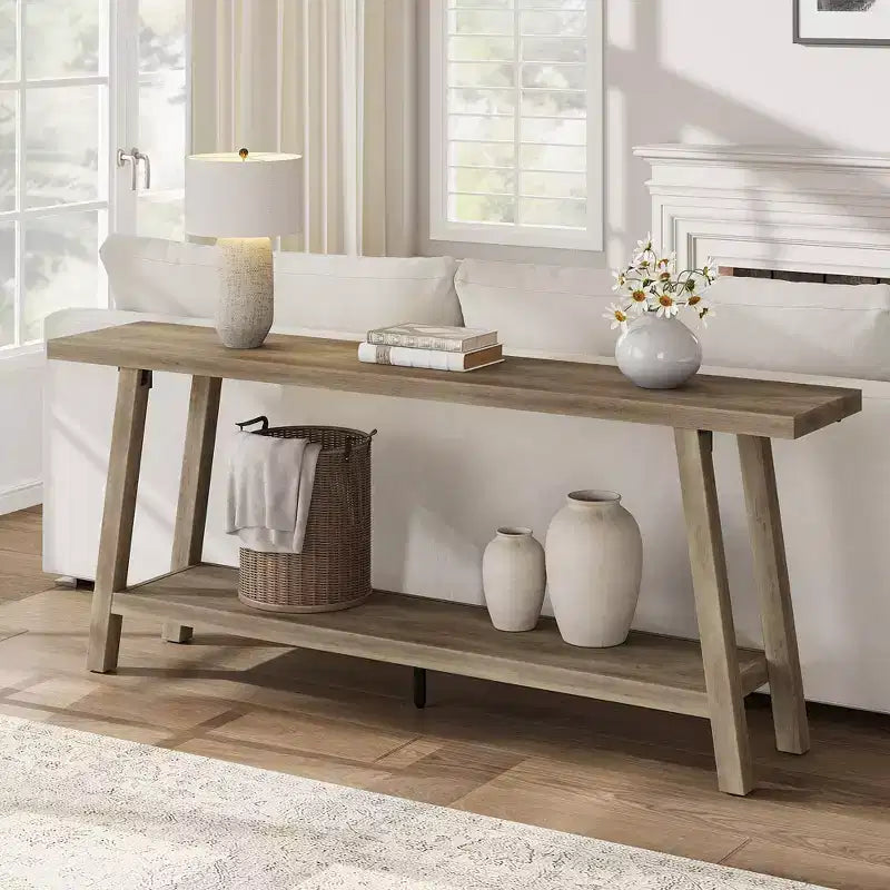 Extra Long Console Table for Living Room - Modern Brown Entryway Sofa Table - Sleek Rectangular Accent Furniture - Sturdy Design - 70.87 Inches
