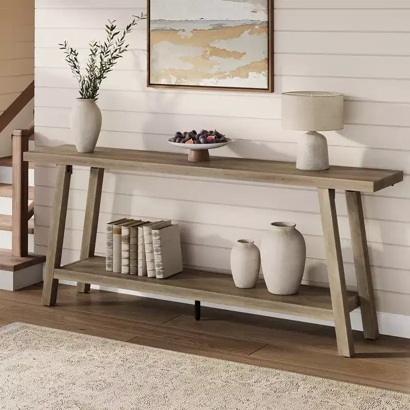 Extra Long Console Table for Living Room - Modern Brown Entryway Sofa Table - Sleek Rectangular Accent Furniture - Sturdy Design - 70.87 Inches