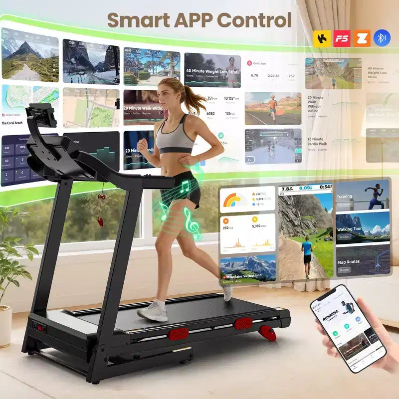 Electric Treadmill for Home with Quiet Motor, 0.69 MPH Speed Range, Incline, 350 lb Capacity and LED Monitor