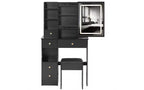 29.2-Inch Natural Makeup Vanity Desk with LED Mirror, Organized Storage, Hair Dryer Stand and Matching Stool for Small Spaces