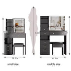 29.2-Inch Natural Makeup Vanity Desk with LED Mirror, Organized Storage, Hair Dryer Stand and Matching Stool for Small Spaces
