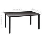 vidaXL Dining Set Black and Brown PE Rattan, WPC, Glass, Aluminum