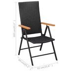vidaXL Dining Set Black and Brown PE Rattan, WPC, Glass, Aluminum