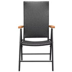 vidaXL Dining Set Black and Brown PE Rattan, WPC, Glass, Aluminum