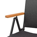 vidaXL Dining Set Black and Brown PE Rattan, WPC, Glass, Aluminum