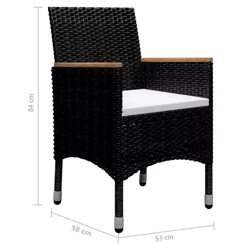 vidaXL Dining Set Black and brown Poly rattan Large Removable Covers