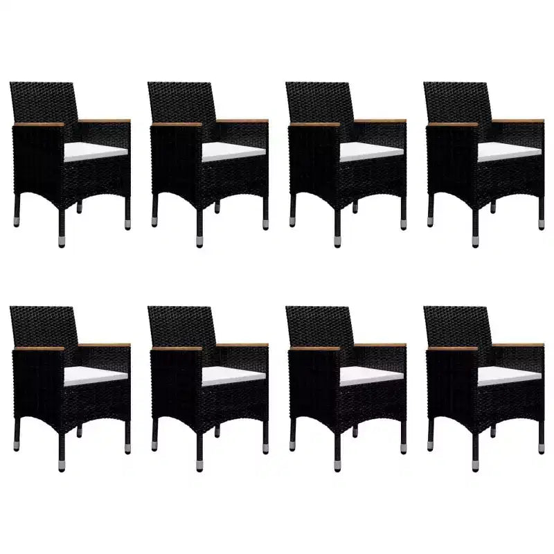 vidaXL Dining Set Black and brown Poly rattan Large Removable Covers