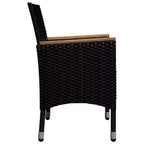 vidaXL Dining Set Black and brown Poly rattan Large Removable Covers
