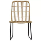 vidaXL Dining Set Oak and Black Poly Rattan, Powder-Coated Steel, Glass