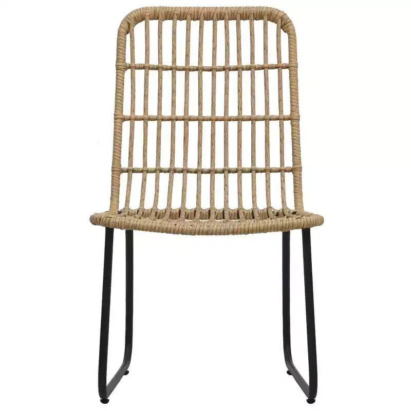 vidaXL Dining Set Oak and Black Poly Rattan, Powder-Coated Steel, Glass