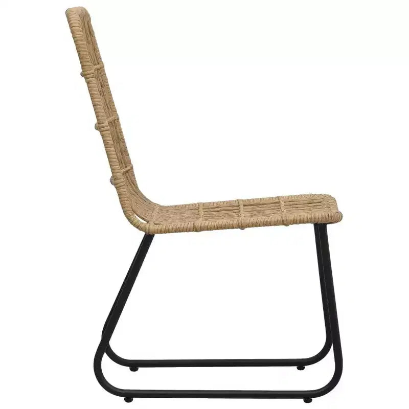 vidaXL Dining Set Oak and Black Poly Rattan, Powder-Coated Steel, Glass