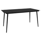 vidaXL Dining Set Black Poly rattan, powder-coated steel, glass Large