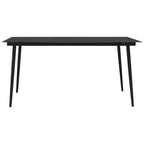 vidaXL Dining Set Black Poly rattan, powder-coated steel, glass Large