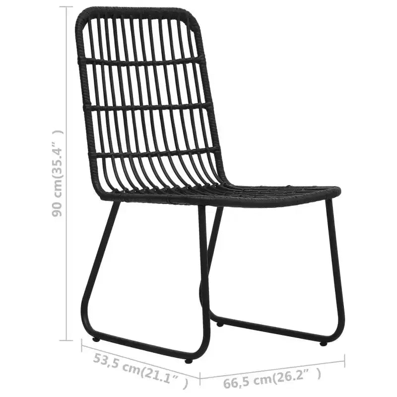 vidaXL Dining Set Black Poly rattan, powder-coated steel, glass Large
