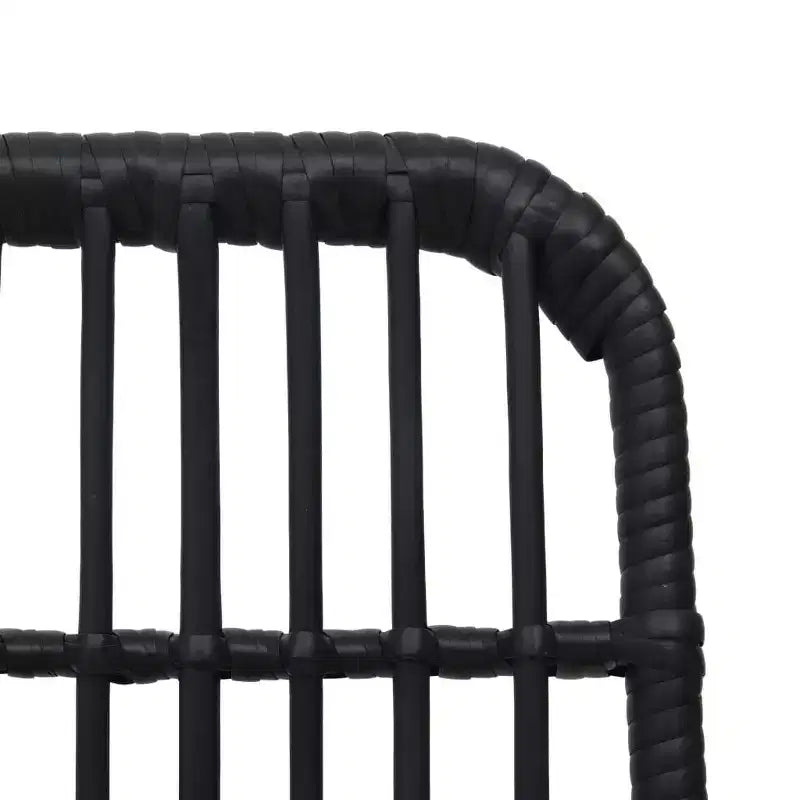 vidaXL Dining Set Black Poly rattan, powder-coated steel, glass Large