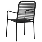 vidaXL Salon de jardin noir Acier poudré, verre, corde en coton