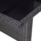 vidaXL Ensemble de salle à manger 7 pcs en résine tressée noir Coussins déhoussables