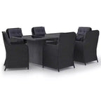 vidaXL Dining Set Black PE rattan 7 Piece Removable Covers