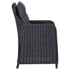 vidaXL Ensemble de salle à manger 7 pcs en résine tressée noir Coussins déhoussables