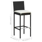 vidaXL Garden Bar Set Black PE rattan, powder-coated steel, polyester