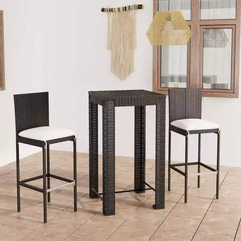 vidaXL Garden Bar Set Black PE rattan, powder-coated steel, polyester