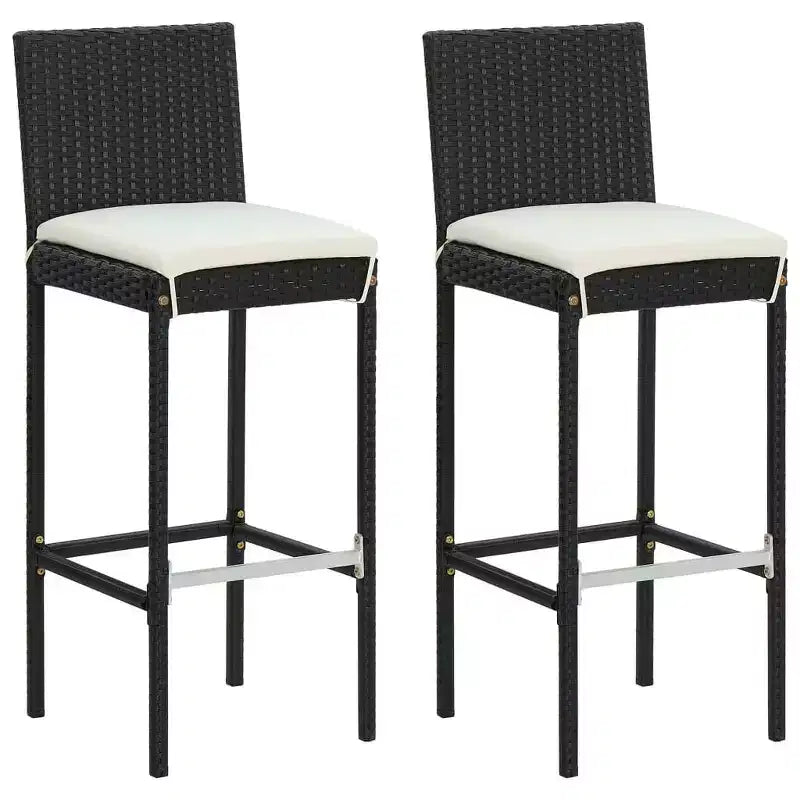vidaXL Garden Bar Set Black PE rattan, powder-coated steel, polyester