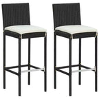 vidaXL Garden Bar Set Black PE rattan, powder-coated steel, polyester