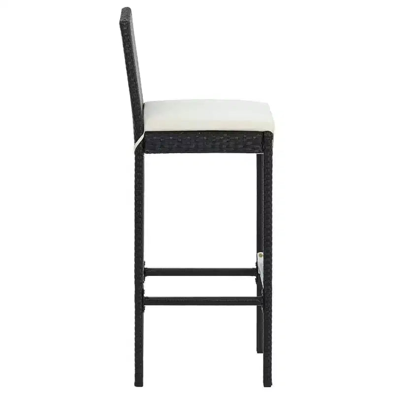 vidaXL Garden Bar Set Black PE rattan, powder-coated steel, polyester