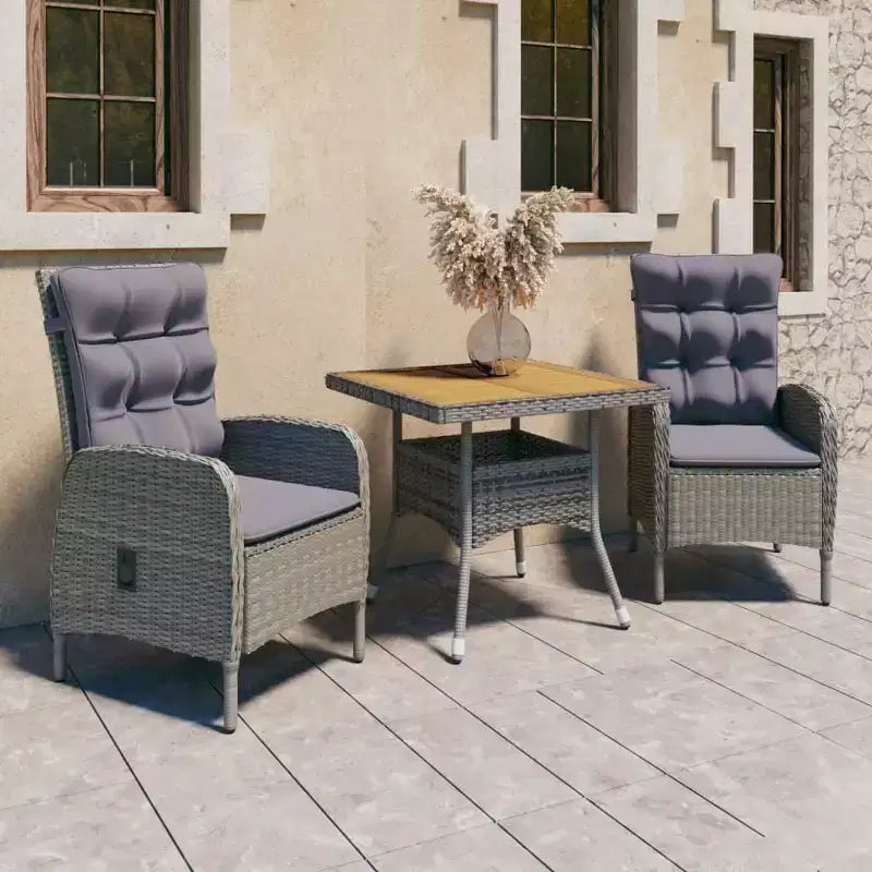vidaXL Garden Dining Set Grey Poly Rattan Medium Seats Many
