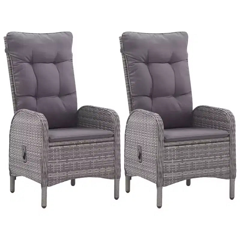 vidaXL Garden Dining Set Grey Poly Rattan Medium Seats Many