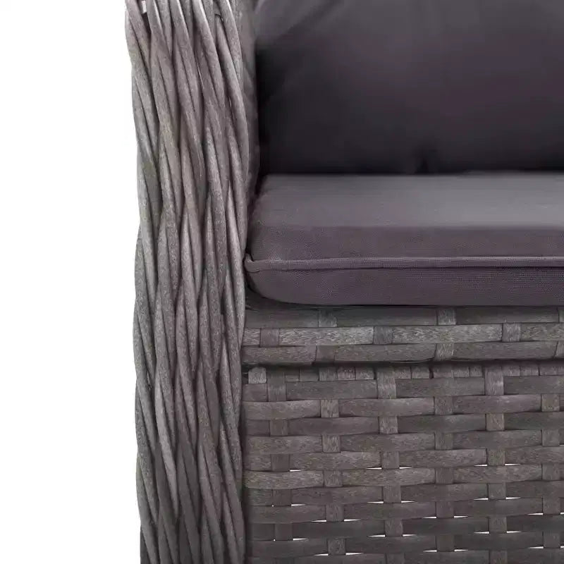 vidaXL Garden Dining Set Grey Poly Rattan Medium Seats Many