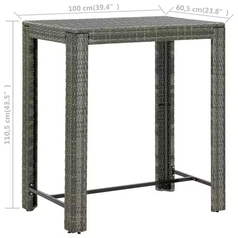 vidaXL Ensemble de bar de jardin gris en rotin PE Repose-pieds de taille moyenne Ensemble de bar de jardin