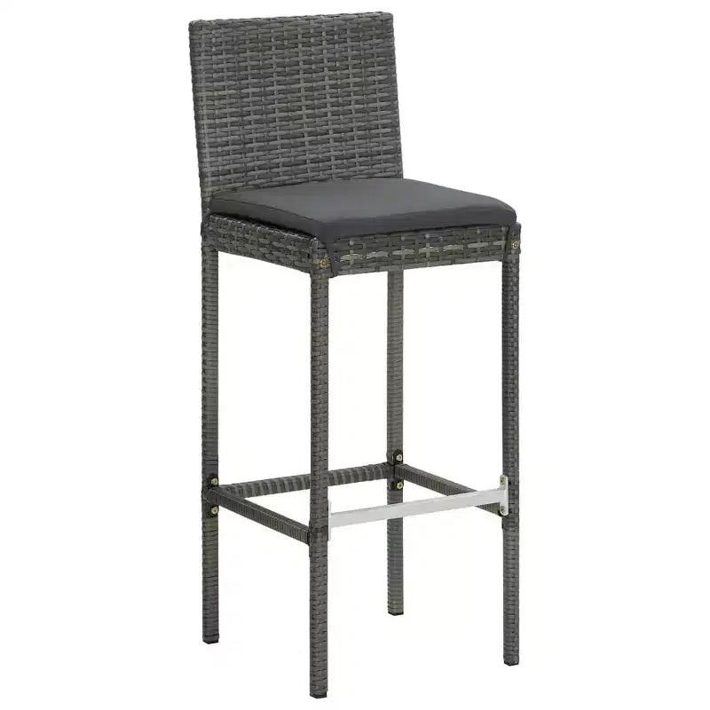 vidaXL Ensemble de bar de jardin gris en rotin PE Repose-pieds de taille moyenne Ensemble de bar de jardin