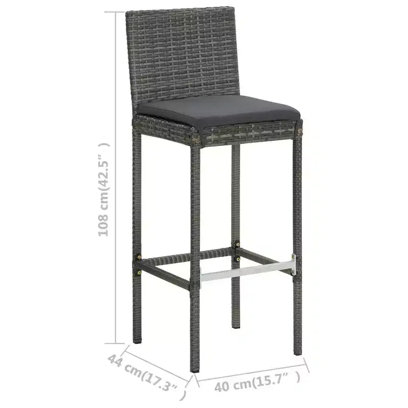 vidaXL Ensemble de bar de jardin gris en rotin PE Repose-pieds de taille moyenne Ensemble de bar de jardin