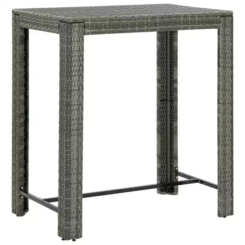 vidaXL Ensemble de bar de jardin gris en rotin PE Repose-pieds de taille moyenne Ensemble de bar de jardin