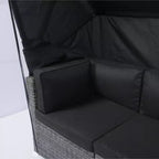 Canapé sectionnel d'extérieur moderne 7 pièces GDFStudio Solio en fer et rotin PE avec auvent rétractable et coussins lavables