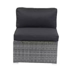 Canapé sectionnel d'extérieur moderne 7 pièces GDFStudio Solio en fer et rotin PE avec auvent rétractable et coussins lavables