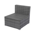 Canapé sectionnel d'extérieur moderne 7 pièces GDFStudio Solio en fer et rotin PE avec auvent rétractable et coussins lavables