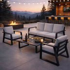 Modern 4-Piece Aluminum Outdoor Patio Furniture Set with Cushions, Weather-Resistant Conversation Seating for Patio or Garden-Panipeachy