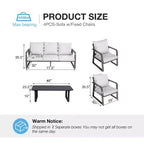 Modern 4-Piece Aluminum Outdoor Patio Furniture Set with Cushions, Weather-Resistant Conversation Seating for Patio or Garden-Panipeachy