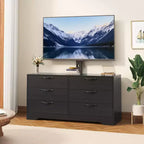 TV Stand with Mount for 32-75 Inch TVs, 6-Drawer Wood Entertainment Center, Adjustable Media Console Storage for Living Room Bedroom