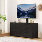 TV Stand with Mount for 32-75 Inch TVs, 6-Drawer Wood Entertainment Center, Adjustable Media Console Storage for Living Room Bedroom