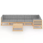vidaXL Salon de jardin gris, Pin massif, Polyester Grand