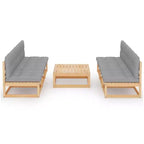 vidaXL Salon de jardin gris Bois de pin massif Ensemble de 7 pièces Modulable