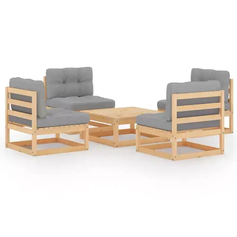 vidaXL Garden Lounge Set Natural wood and grey