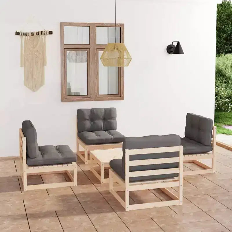 vidaXL Garden Lounge Set Natural wood and grey
