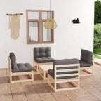 vidaXL Garden Lounge Set Natural wood and grey