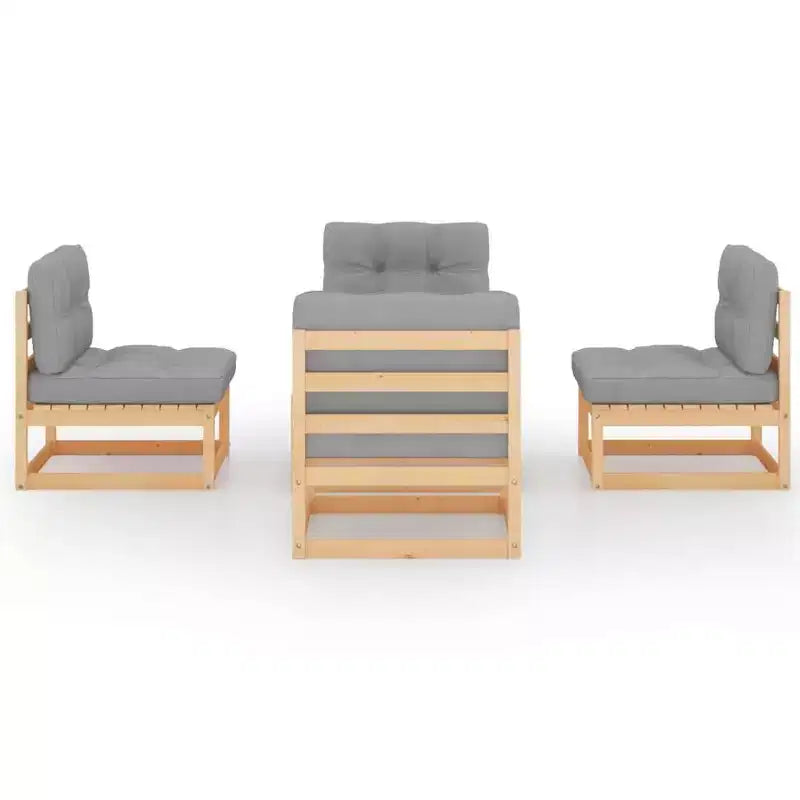 vidaXL Garden Lounge Set Natural wood and grey